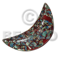 hand made Quarter moon crushed limestones Resin Pendants