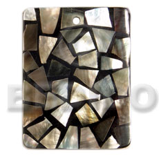 hand made Flat 38mmx48mm rectangle black Resin Pendants