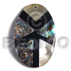 55mmx35mm aminated oval paua/blacklip shell combination  5mm black resin backing - Resin Pendants