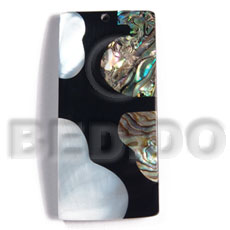 55mmx27mm laminated rectangular paua kabibe shell Resin Pendants