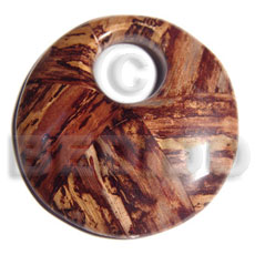 70mm  round laminated wood  banana bark  23mm hole / thickness  9mm - Resin Pendants