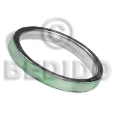 inlaid hammershell in stainless 5mm metal ring / pastel green - Rings