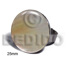 big accent haute hippie ring /adjustable metal / 25mm round flat top and laminated MOP shell - Rings