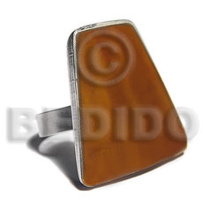 big accent haute hippie triangular 28mmx30mm / adjustable metal ring/  laminated browntab shell /set for bfj537bl - Rings