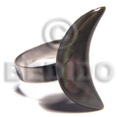 big accent haute hippie quarter moon 25mmx18mm / adjustable metal ring /  laminated blacklip - Rings