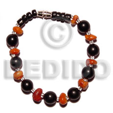 black buri beads  red corals alternate - Seeds Bracelets