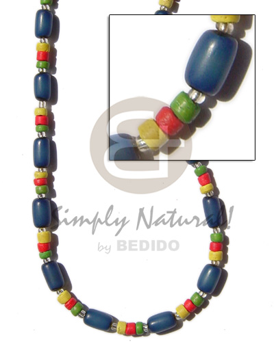 blue buri tube  yellored/green/coco Pokalet & glass beads - Seeds Necklace