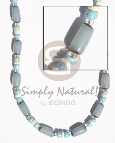 hand made Turq. blue buri tube turq. Seeds Necklace