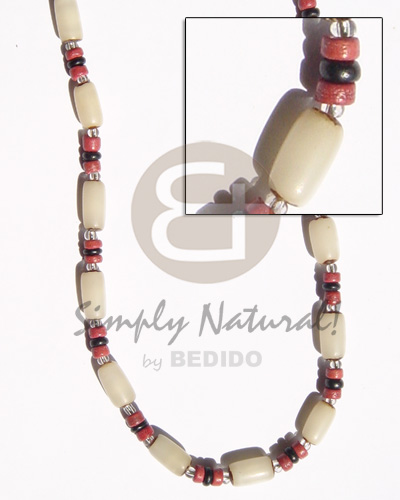 white buri tube  4-5 old rose & black alt. - Seeds Necklace