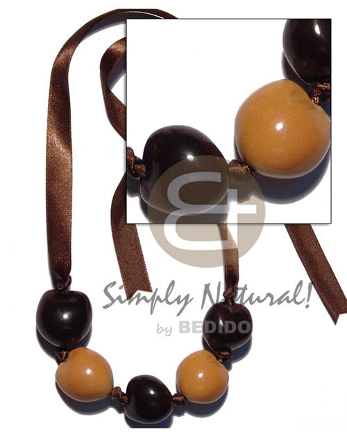 kukui nuts ribbon choker - Seeds Necklace