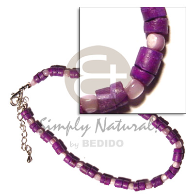 Violet 4-5mm coco heishe Shell Anklets