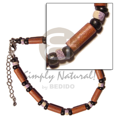 bayong wood tube  4-5mm black /splashing coco Pokalet. alt. - Shell Anklets