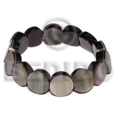 round 20mm blacklip  backing elastic bangle - Shell Bangles