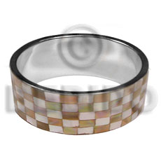 laminated brownlip blocking in 1 inch  stainless metal / 65mm in diameter - Shell Bangles