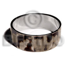 laminated inlaid brownlip in 1 inch  stainless metal /  65mm in diameter - Shell Bangles