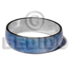 laminated blue capiz  in 3/4 inch  stainless metal / 65mm in diameter - Shell Bangles