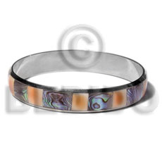 hand made Laminated red luhuanus paua alternate Shell Bangles