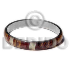 laminated inlaid  banana bark  hammershell in  1/2 in  stainless metal / 65mm in diameter - Shell Bangles