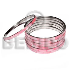 hand made Laminated inlaid pink hammershell in Shell Bangles