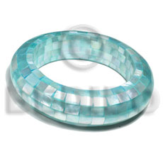 Chunky bangle aqua blue Shell Bangles