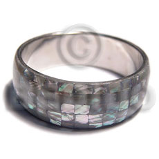 natural abalone shell blocking in 1in. metal casing / inner diameter 65mm - Shell Bangles