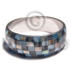 blue kabibe shell l / blacktab / brownlip shell combination blocking in 1in. metal casing / inner diameter 65mm - Shell Bangles