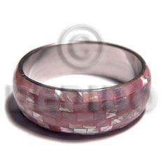 pink kabibe shell  blocking in 1in. metal casing / inner diameter 65mm - Shell Bangles