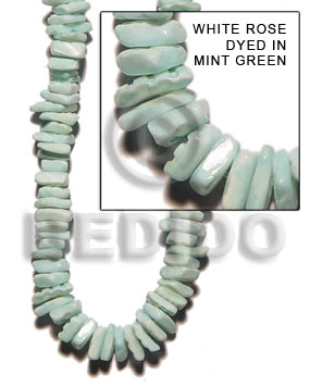 white rose dyed in mint green - Shell Beads