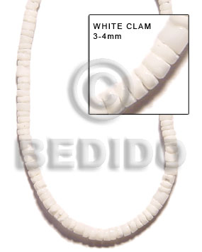 hand made 3-4mm white clam heishe Shell Beads