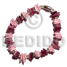 hammershell & white rose combination in pink tones - Shell Bracelets