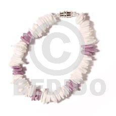 White rose dyed lilac Shell Bracelets