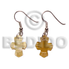 Dangling 17x14mm brown lip cross Shell Earrings