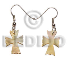 Dangling 19x14mm mop cross earrings Shell Earrings