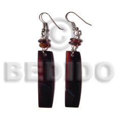 Dangling 40x10mm black tab bar Shell Earrings