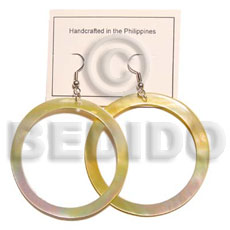 hand made Dangling round mop hoop earrings Shell Earrings