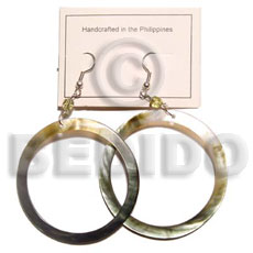 dangling black lip hoop earrings 50mm - Shell Earrings