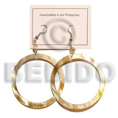 dangling brown lip hoop earings 50mm - Shell Earrings