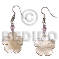 hand made Dangling 30mm hammershell flower Shell Earrings