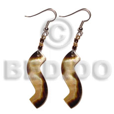 hand made Dangling wavy brownlip tiger 40mmx10mm Shell Earrings