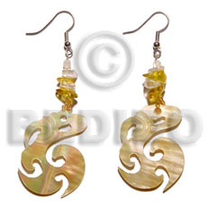 dangling celtic 35mm MOP  crystal nuggets - Shell Earrings