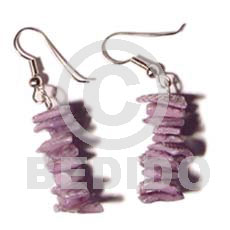 hand made Dangling white rose dyed lilac Shell Earrings