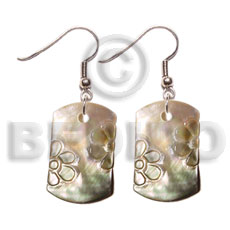 35mm dogtag blacklip embossed Shell Earrings