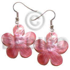hand made 35mm pink hammershell flower Shell Earrings