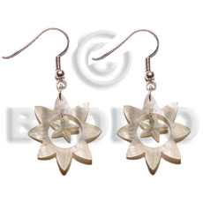 dangling 40mm sun hammershell  15mm hammershell star - Shell Earrings