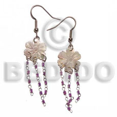 dangling 15mm grooved hammershell flower  looped cut beads - Shell Earrings