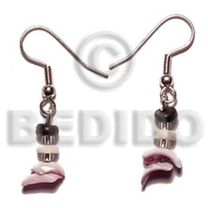 Dangling white rose white clam Shell Earrings