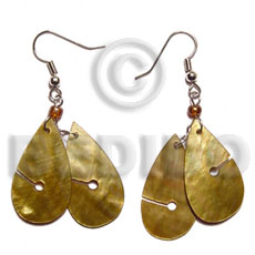 Dangling 35mm teardrop brownlip Shell Earrings