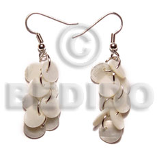 Dangling multiple round 8mm kabibe Shell Earrings