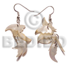 hand made Dangling 17mmx8mm hammershell 7pcs. quarter Shell Earrings