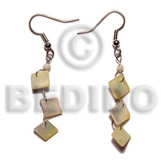 dangling  8mm MOP triple diamond - Shell Earrings